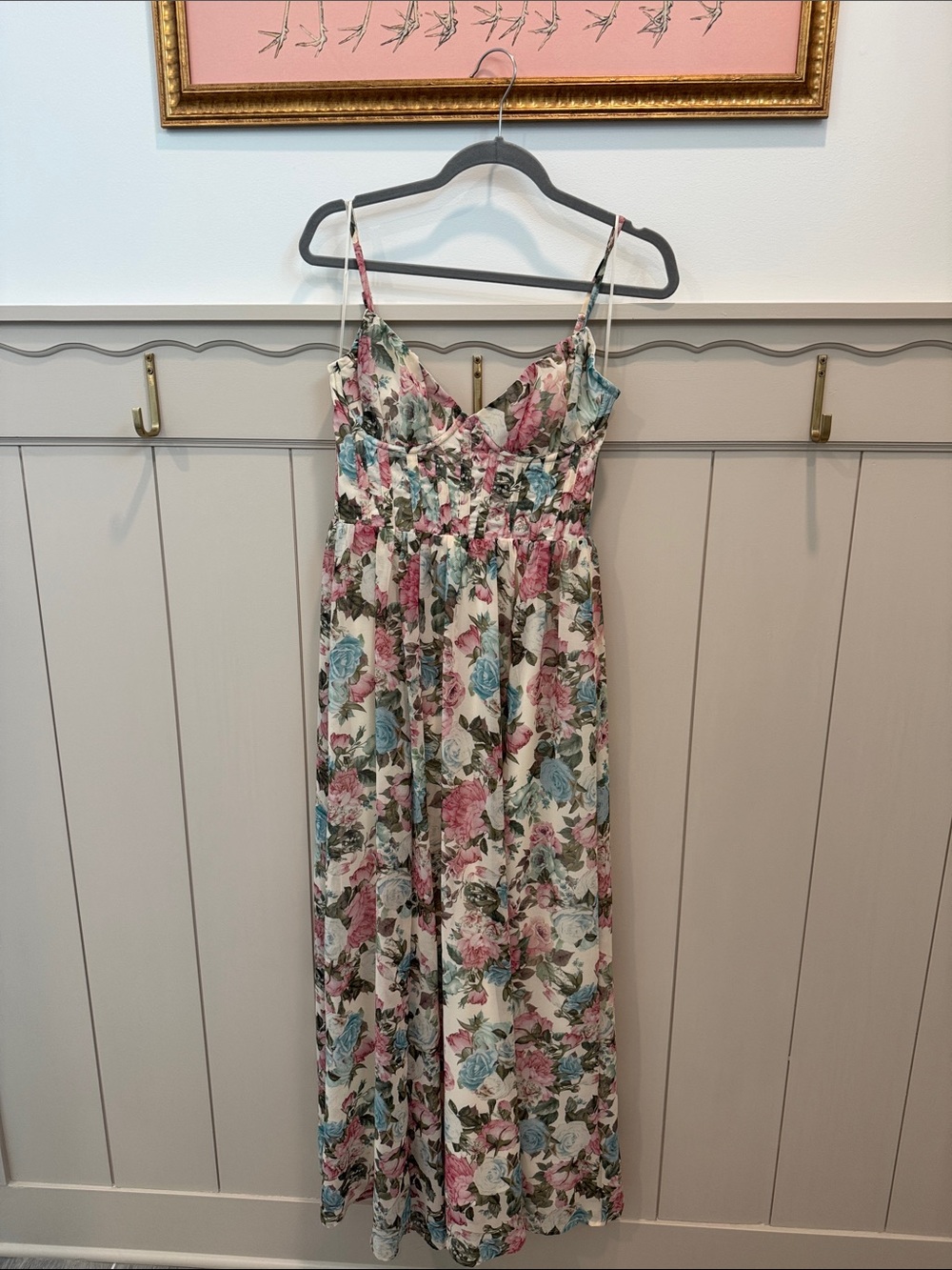Floral Maxi Slip Dress — Pink & Blue Floral